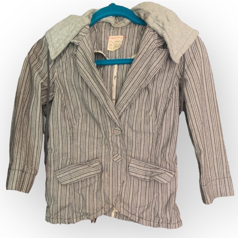 Vintage FREE PEOPLE Striped Blazer with Detachable Hood
